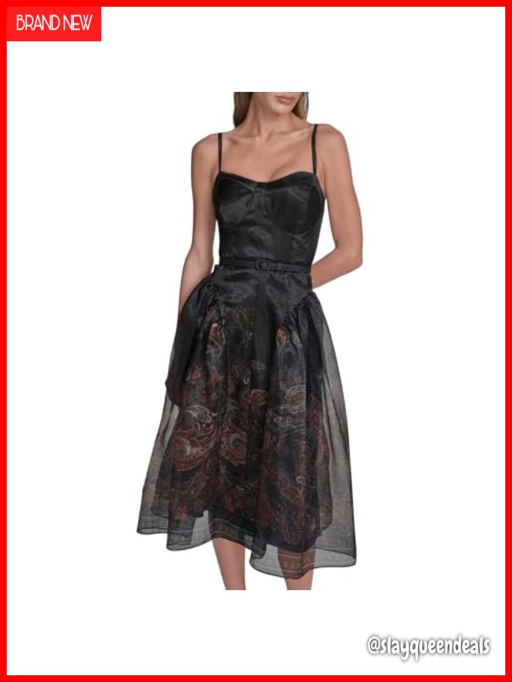 Sleeveless Sweetheart Neck Belted Fit & Flare Midi Dress